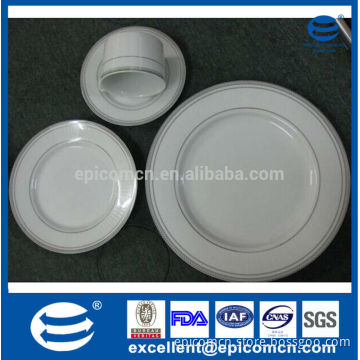 2014 great quality stock of 41pcs ceramic dinnerware with royal silver edge decor